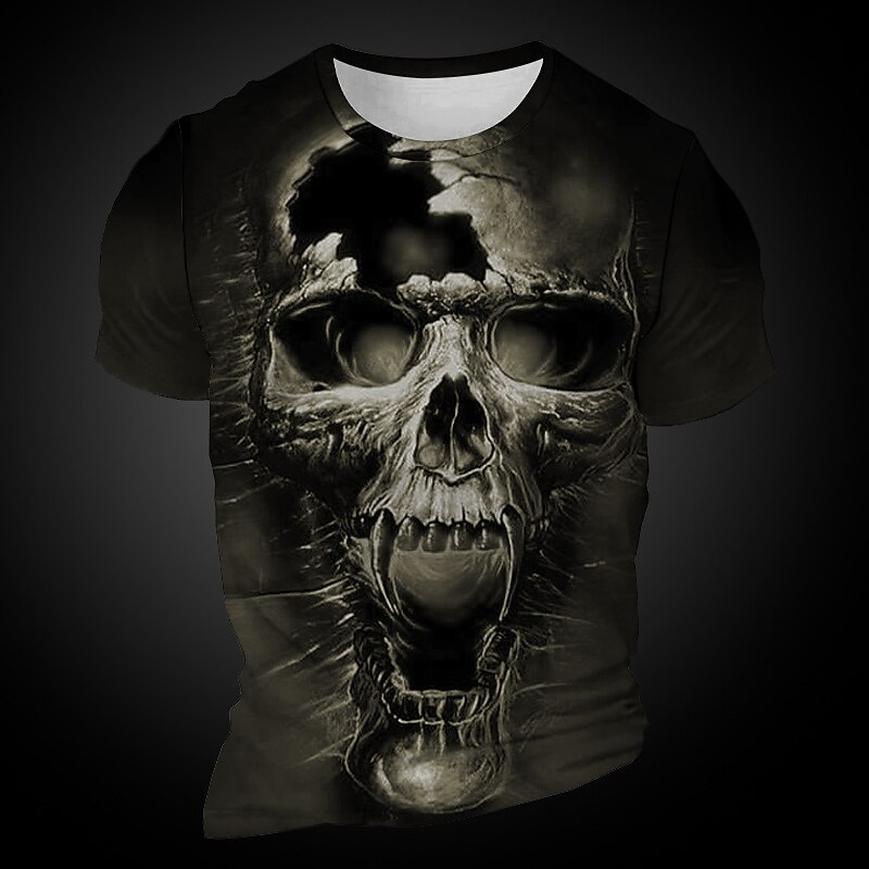 Men's Graphic Skulls T Shirt Short Sleeve T shirt 3D Print Crew Neck Shirt Daily Designer Retro Vintage Sports Outdoor Holiday Going out Yellow Purple Orange Spring & Summer Clothing Apparel S M L XL3