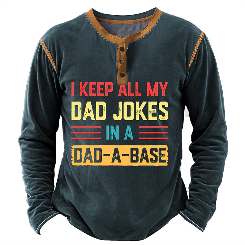 Men's Graphic Letter Henley Shirt Long Sleeve 3D Print Fashion Daily Casual Casual Holiday Going out Spring &  Fall Deep Purple Black Army Green Dark Blue Henley Henley T-Shirt