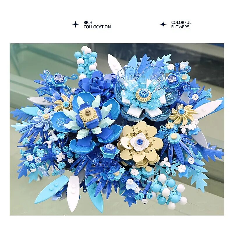 Women's Day Gifts 917PCS Fantasy Eternal Flower Building Blocks Plant Flower Assembly Brick Creative Desktop Decoration Romantic Gift Children Toy Valentine's Day Mother's Day Gifts for MoM4