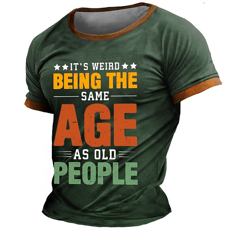 Men's Graphic Letter T Shirt Short Sleeve T shirt 3D Print Crew Neck Shirt Daily Designer Retro Vintage Sports Outdoor Holiday Going out Black Brown Army Green Spring & Summer Clothing Apparel S M L3