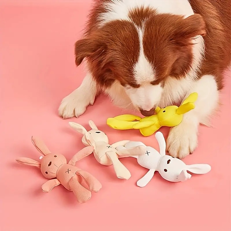 1pc Random Color Rabbit Design Pet Grinding Teeth Plush Toy Durable Chew Toy For Dog Interactive Supply