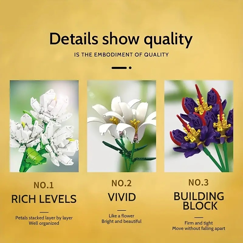 Women's Day Gifts Building Blocks Bouquet Small Particles Of Immortal Roses Girls Puzzle Assembled Flower Toys Girls Series Valentine's Day Gift Mother's Day Gifts for MoM2