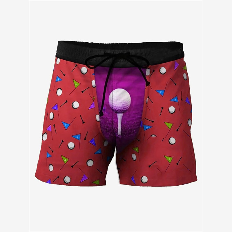 Men's Optical Illusion Graffiti Golf Swim Shorts Board Shorts Swimming Trunks Mid Waist Hawaiian Casual Holiday Beach Drawstring with Mesh lining Elastic Waist Designer Clothing Apparel4