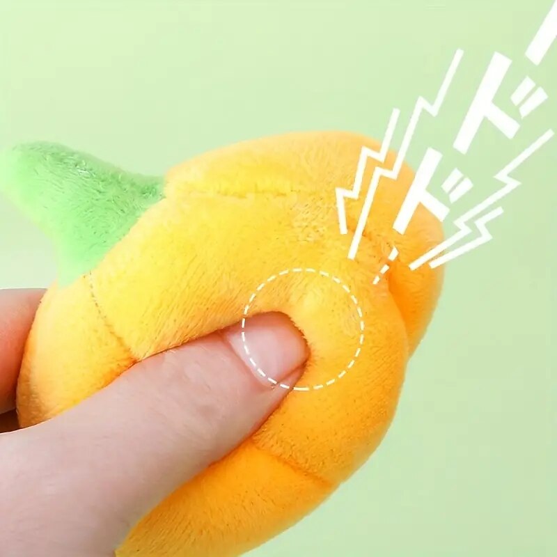 1pc Pumpkin Design Pet Grinding Teeth Squeak Plush ToyDurable Chew Toy For Dog Interactive Supply4