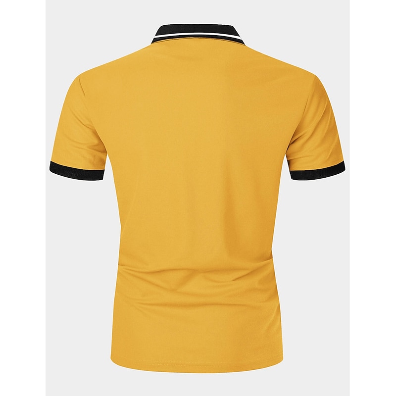Men's Polo Shirt Button Up Polos Casual Sports Lapel Short Sleeve Fashion Basic Color Block Patchwork Embroidered Summer Regular Fit Black White Yellow Wine Blue Dark Green Polo Shirt2