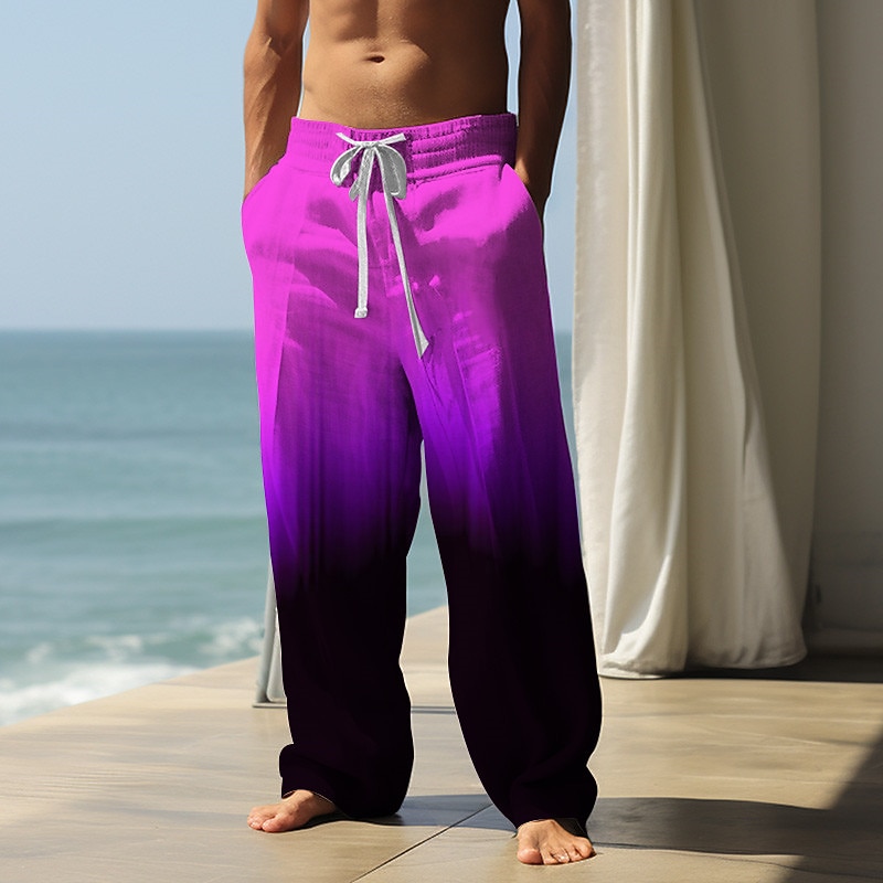 Gradient Abstract Men's 3D Print Pants Trousers Outdoor Street Going out Polyester Lake blue Black Red S M L Mid Waist Elasticity Pants3