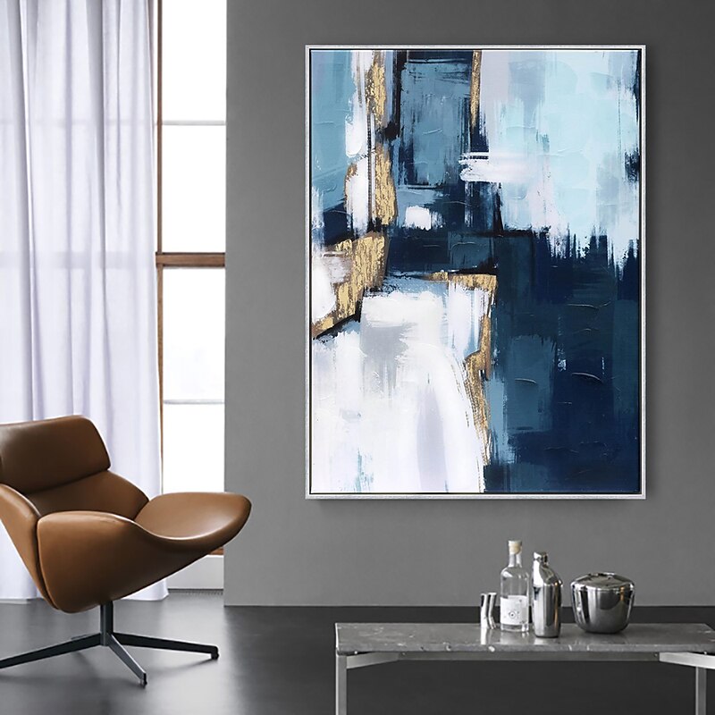 Large Handmade Oil Painting Canvas Wall Art Decoration Minimalist Blue Abstract for Home Decor Rolled Frameless Unstretched Painting2