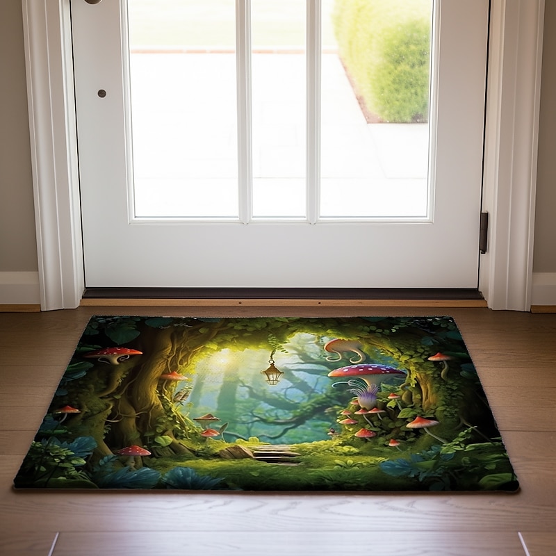 Mushrooms Forest Doormat Floor Mats Washable Rugs Kitchen Mat Non-Slip Oil Proof Rug Indoor Outdoor Mat Bedroom Decor Bathroom Mat Entrance Rug