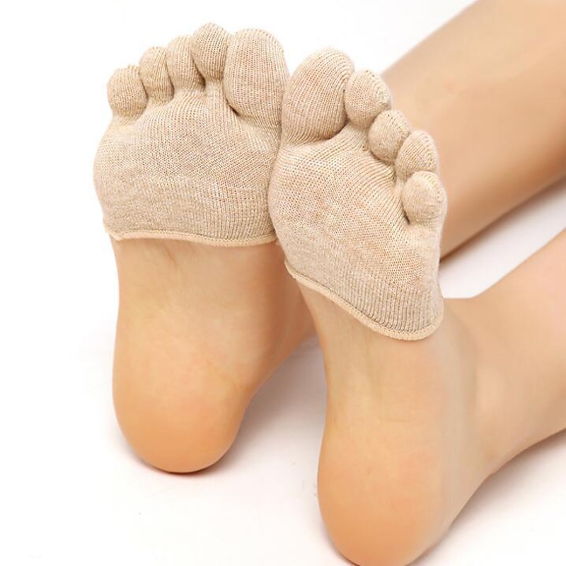 1 Pair Women's Solid Moisture Wicking Half Palm Invisible Socks, Five-toe Breathable Yoga Non-slip Toe Socks4