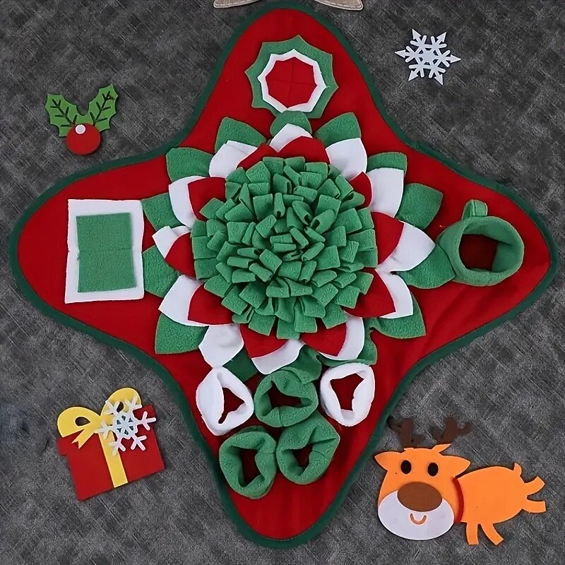 Dog Snuffle Mat Christmas Design Pet Slow Feeding Pad PetSniffing Mat Dog Training Toys3