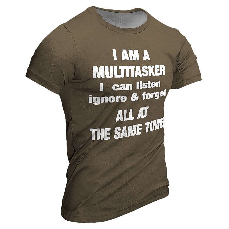 Men's Rude Offensive Graphic Letter T Shirt Short Sleeve T shirt 3D Print Crew Neck Shirt Daily Designer Retro Vintage Sports Outdoor Holiday Going out Black Navy Blue Brown Spring & Summer Clothing3