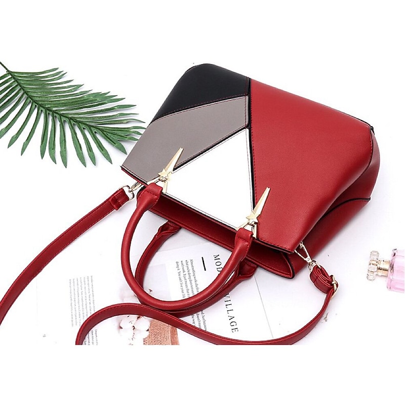 Women's Handbag Shoulder Bag Diaper Bag Tote Leather PU Leather Shopping Daily Large Capacity Durable Black Pink Red2