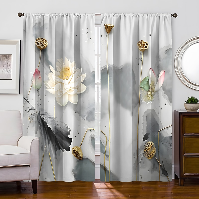 2 Panels Golden Roses Curtain Drapes Blackout Curtain For Living Room Bedroom Kitchen Window Treatments Thermal Insulated Room Darkening3