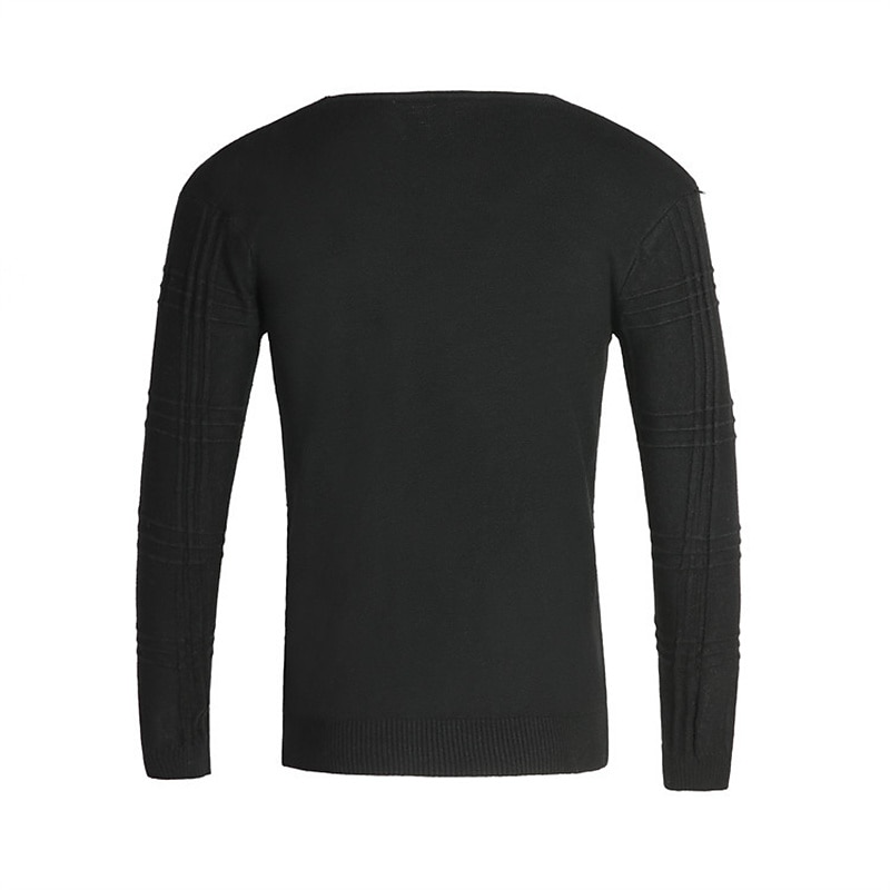 Men's Pullover Sweater Jumper Cable Knit Sweater Ribbed Knit Knitted Plain V Neck Keep Warm Casual Daily Wear Vacation Clothing Apparel Fall & Winter caramel Black M L XL3