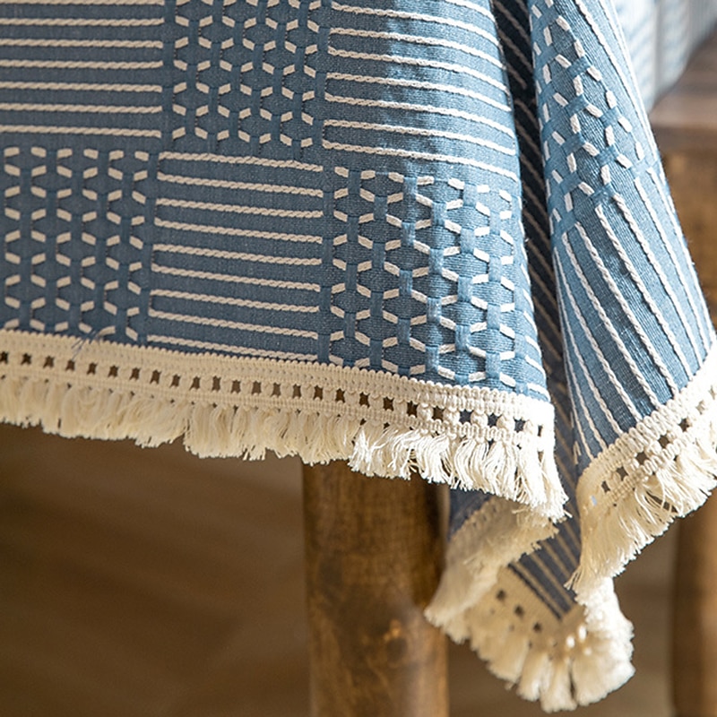 Nordic Style Thickened Cotton Linen Dining TableCloth, Anti Scalding and Anti Slip Tea TableCloth, Rectangular Desk Mat, TV Cabinet Decorative Cloth3