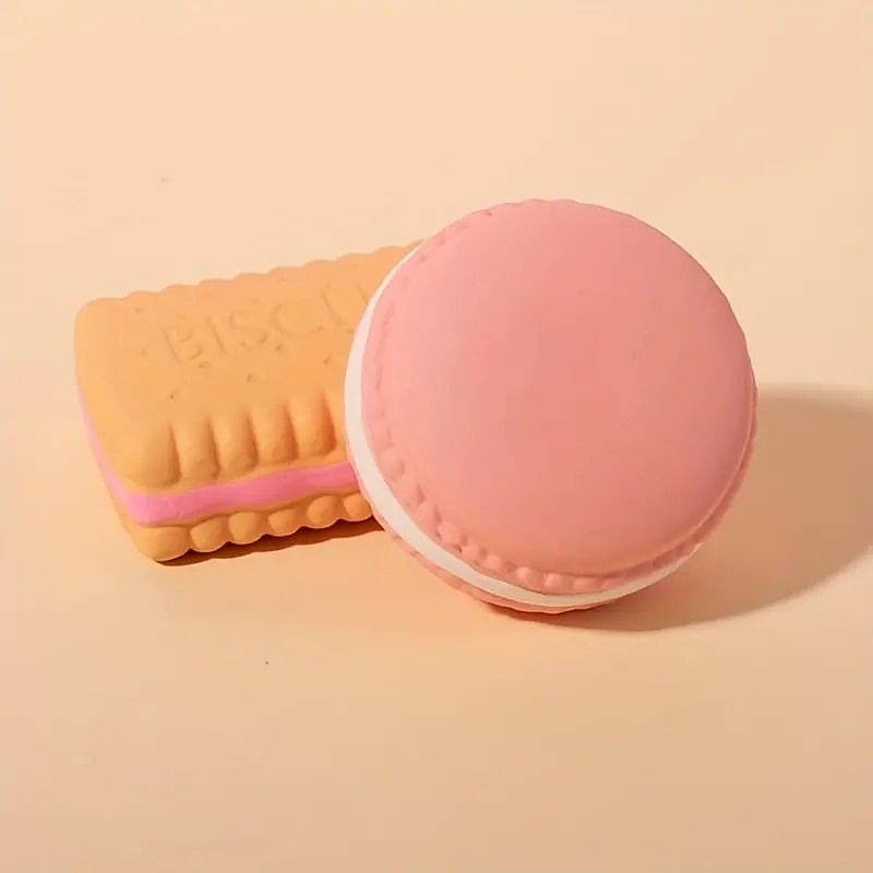 Biscuit Design Durable Dog Chew Latex Toys Tough Squeaky DogGrinding Teeth Toys2