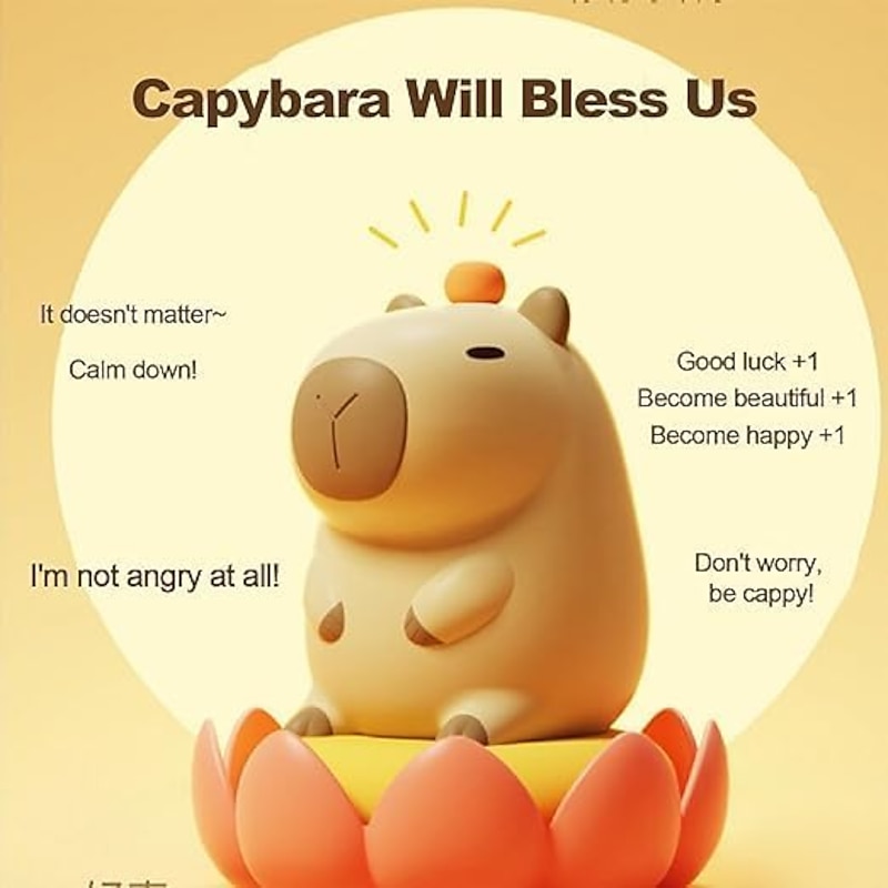 Silicone Capybara Night Lights, Capybara Animal Lamp, Portable USB Rechargeable Animal Lamps Touch Control Lamp, Silicone Night Light with Timing Function for Home Bedroom Living Room Decor2
