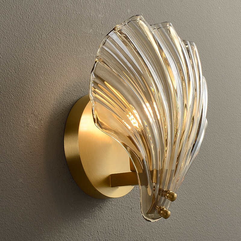 Modern Minimalist Wall Sconces Shell Copper Wall Light Decorative Reading Lamp for Living Room Bedroom Bedside Wall Lamp 110-240V2