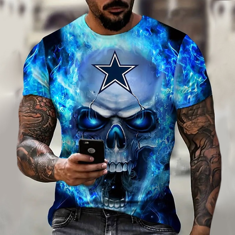 Men's Graphic Skull Skulls Short Sleeve T shirt 3D Print Crew Neck Shirt Daily Designer Outdoor Party Casual Holiday Black White Blue Spring & Summer Clothing Apparel Normal S M L XL XXL XXXL3
