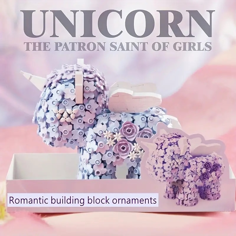 Women's Day Gifts Romantic Toys DIY Building Blocks Decoration Flower Unicorn Small Building Block Decoration Creative Birthday Gift For Girl Valentine's Day Mother's Day Gifts for MoM4