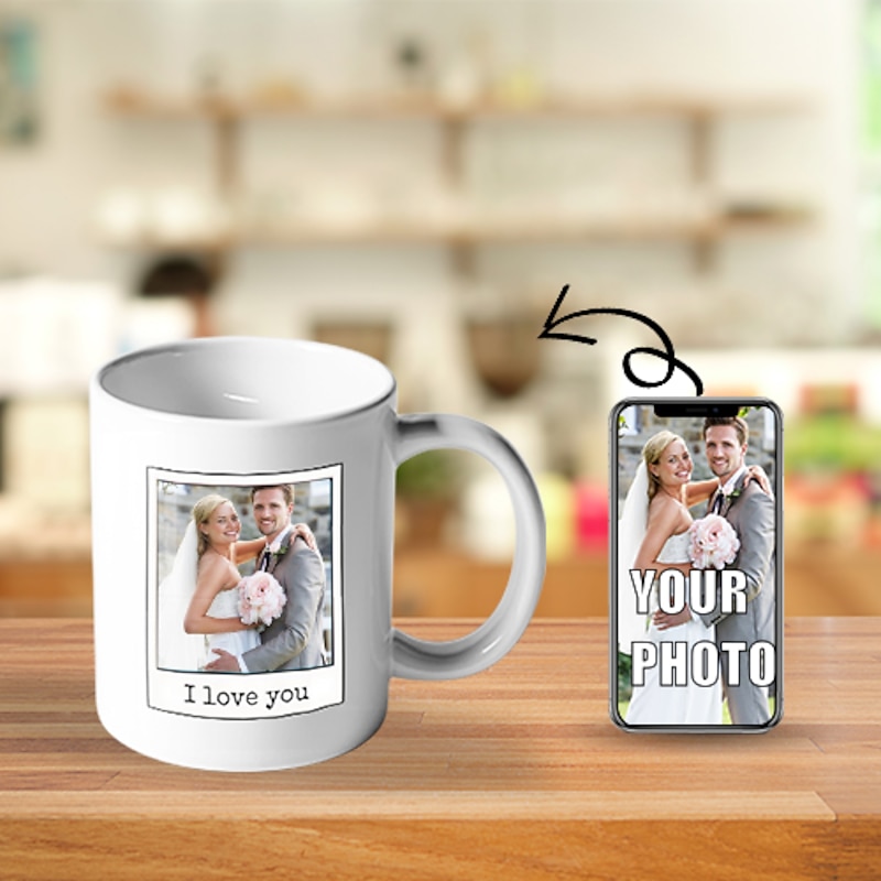 Personalized Couple Photo Mug Custom Best Gift for Dad, 11oz Wedding Gift Ceramic Coffee Cup for Family, Husband, Birthday, Christmas, Anniversary2