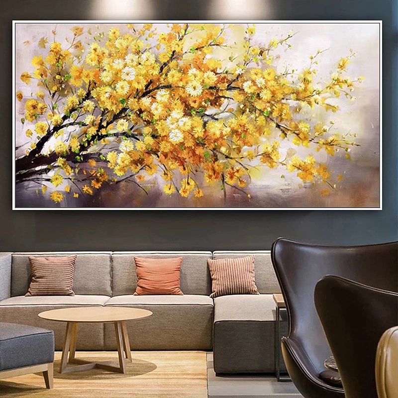 Mintura Handmade Abstract Tree Flower Oil Paintings On Canvas Wall Art Decoration Modern Picture For Home Decor Rolled Frameless Unstretched Painting4