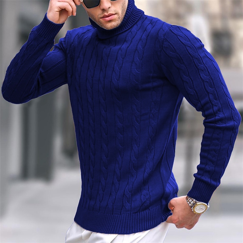 Men's Turtleneck Sweater Sweater Pullover Sweater Jumper Mens Turtle Neck Jumper Ribbed Cable Knit Cropped Knitted Solid Color Turtleneck Keep Warm Modern Contemporary Work Daily Wear Clothing Apparel4