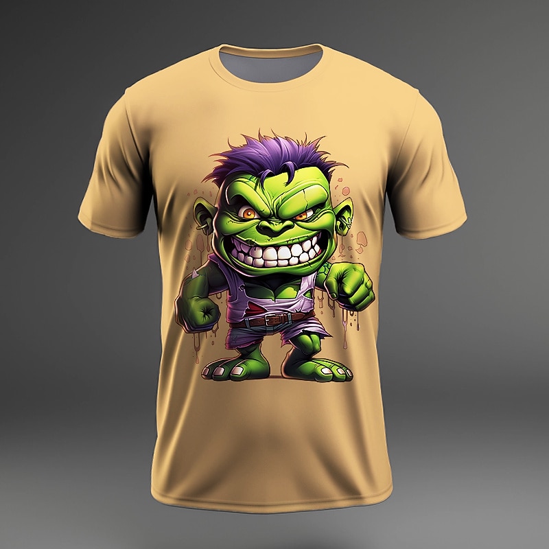 Men's Graphic Cartoon T Shirt Short Sleeve T shirt 3D Print Crew Neck Shirt Daily Designer Retro Vintage Sports Outdoor Holiday Going out Black White Yellow Spring & Summer Clothing Apparel S M L XL2