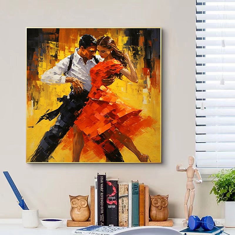 Tango Canvas Wall Art Hand-painted Oil Painting Romance Dance Wall Art Romance Couple Wall Art Dancing Couple Canvas For Home Decor No Frame3