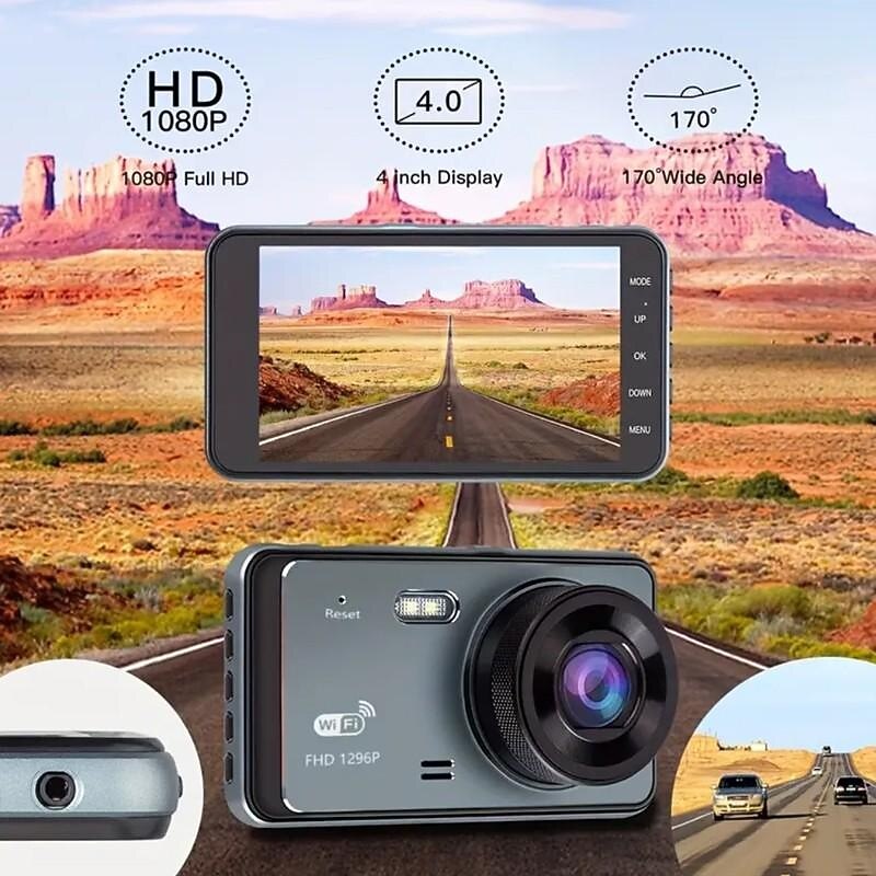 4 Inch Dash Cam 1080P Car DVR Camera Touch Screen Dual-Lens Video Recorder Cycle Recording Video WIFI Driving Recorder3