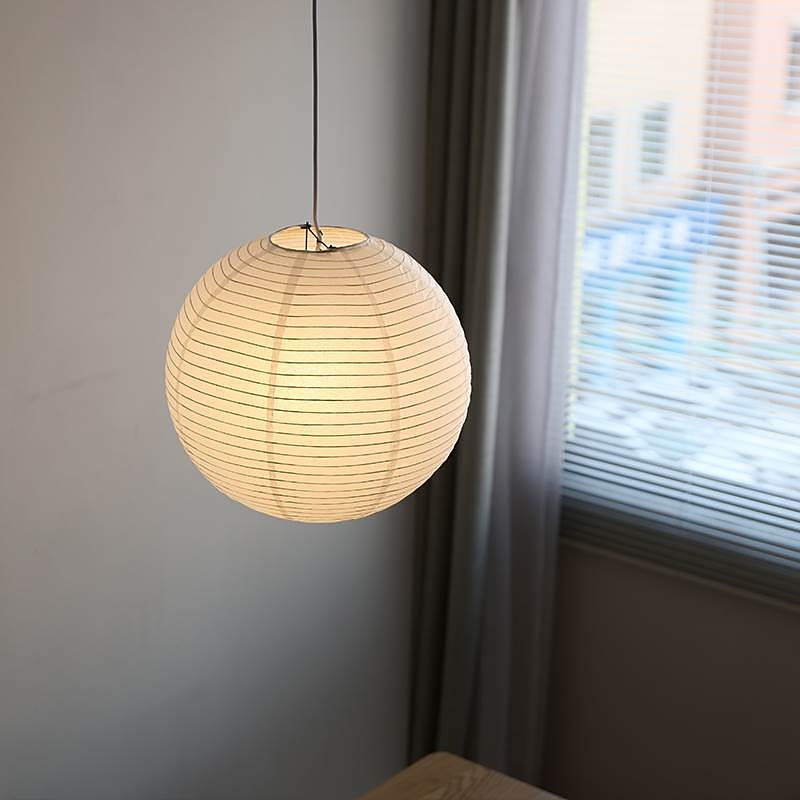 White Round Rice Paper Lantern Pendant Light, Paper Lamps Paper Lights, Easy to Assemble,Fixtures 11.02" 15.75" Ceiling Hanging Lamp 30cm4