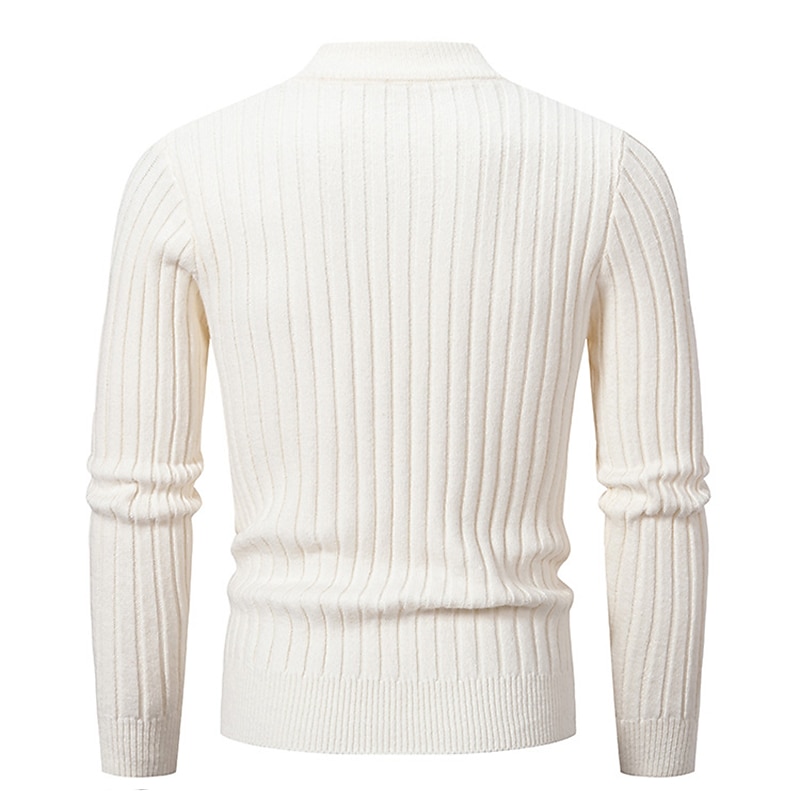 Men's Pullover Sweater Jumper Knit Sweater Ribbed Cable Knit Regular Tops Knitted Plain Crew Neck Keep Warm Modern Contemporary Daily Wear Going out Clothing Apparel Fall Winter Black Blue S M L2