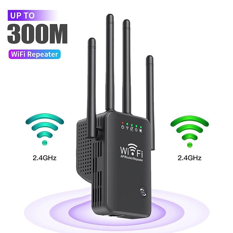 WiFi Signal Amplifier 2.4 GHz WiFi Extenders Signal Booster 300Mbps Easy Setup 4 Antenna Long Range for Home with Ethernet Port2