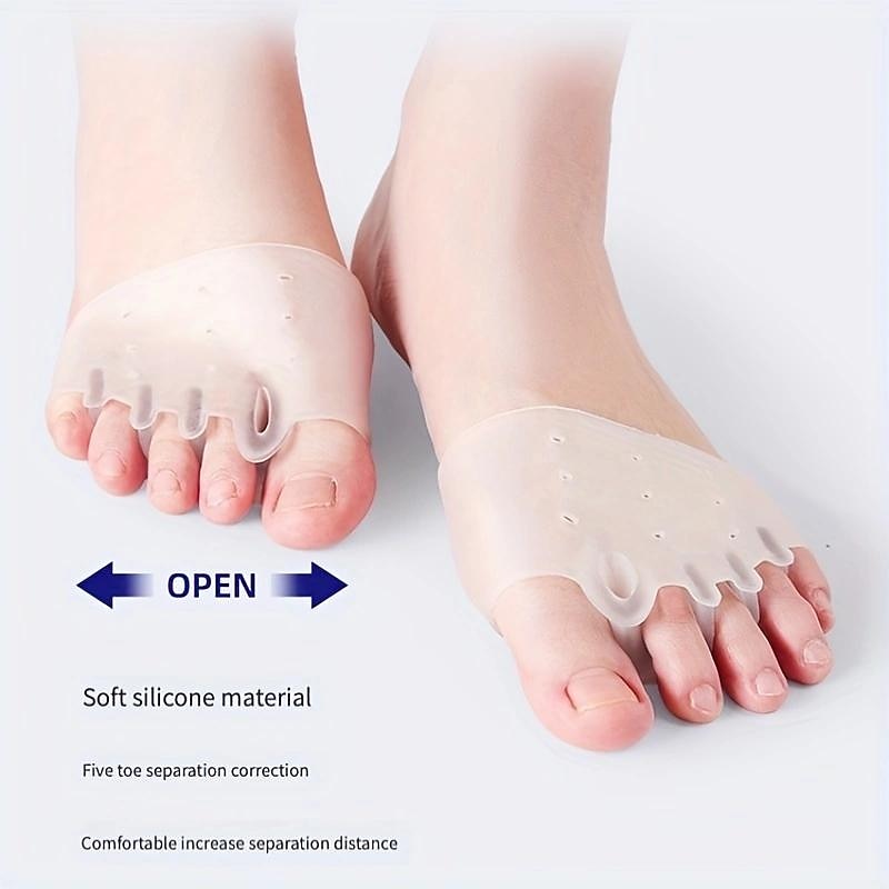 1 Pair Hallux Valgus Corrector, Toe Separators Toe Spacers Split Toe Device, Five Toes Forefoot Pad, Silicone Wearable Shoes for Women3