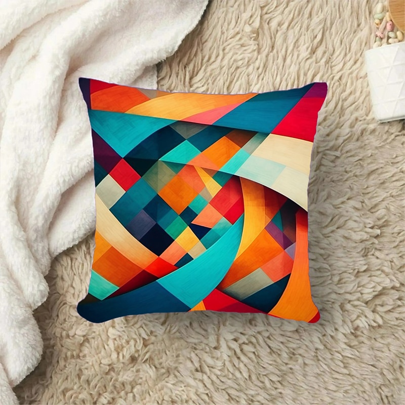 1PC Geometric Double Side Pillow Cover Soft Decorative Square Cushion Case Pillowcase for Bedroom Livingroom Sofa Couch Chair2