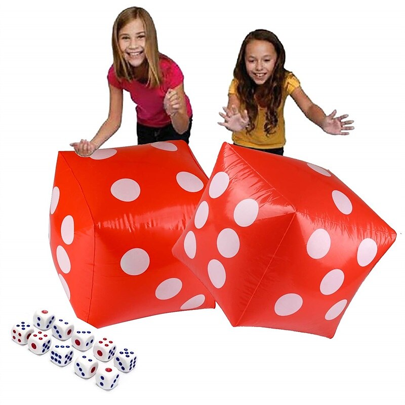 11.8 Jumbo Inflatable Dice 2pack Outdoor Fun Giant Inflatable Dice Set and 12mm 10pcs Dice for Indoor and Outdoor Broad Game Ludo and Pool Party