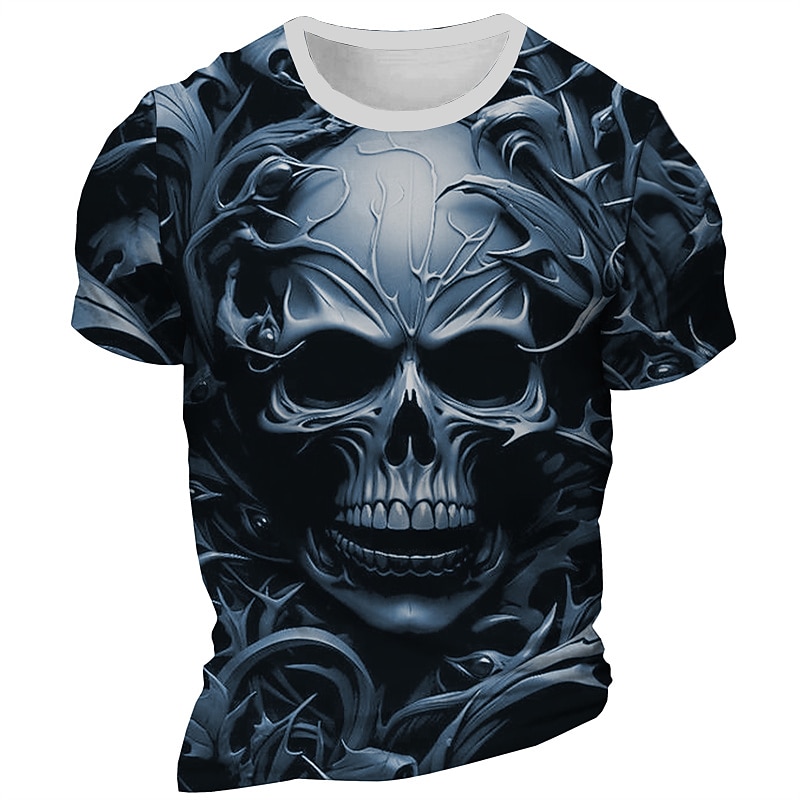Men's Graphic Skeleton T Shirt Short Sleeve T shirt 3D Print Crew Neck Shirt Daily Designer Retro Vintage Sports Outdoor Holiday Going out Red Blue Brown Spring & Summer Clothing Apparel Maternity S2