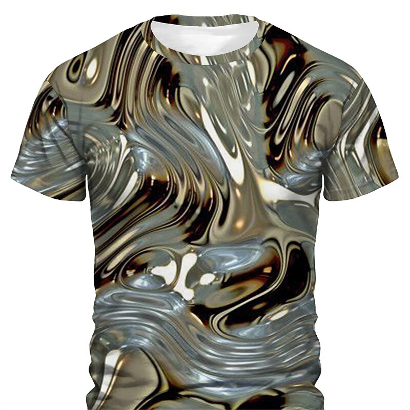 Men's Graphic Abstract T Shirt Short Sleeve T shirt 3D Print Crew Neck Shirt Daily Designer Casual Sports Outdoor Holiday Going out Blue Purple Brown Spring & Summer Clothing Apparel S M L XL 2XL 3XL3