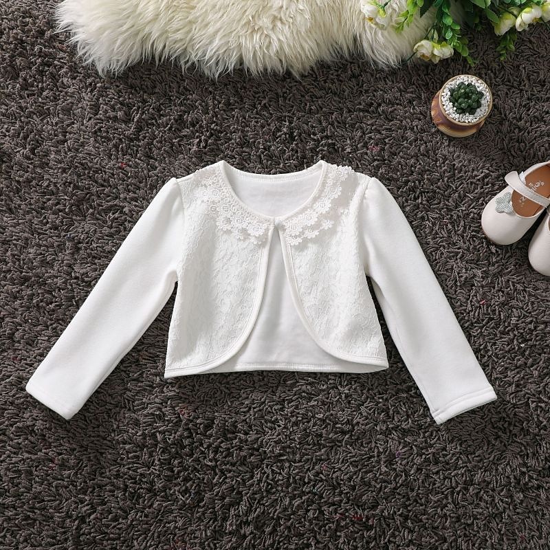 Kids Girls' Cardigan Solid Color School Long Sleeve Button Active Cotton 4 years+ Spring Red plus velvet White plus velvet Black