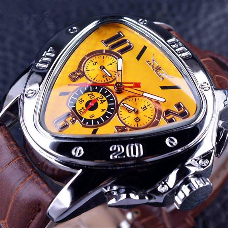 Jaragar Men Mechanical Watch Luxury Large Dial Fashion Business Automatic Self-winding Luminous Waterproof Leather Watch4