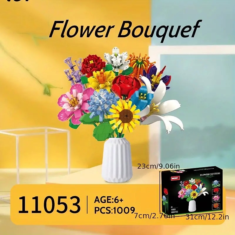 Women's Day Gifts Building Blocks Bouquet Small Particles Of Immortal Roses Girls Puzzle Assembled Flower Toys Girls Series Valentine's Day Gift Mother's Day Gifts for MoM