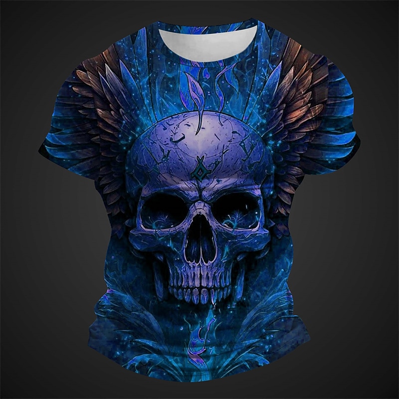 Men's Graphic Skull T Shirt Short Sleeve T shirt 3D Print Crew Neck Shirt Daily Designer Retro Vintage Sports Outdoor Holiday Going out Pink Red Burgundy Spring & Summer Clothing Apparel S M L XL 2XL3
