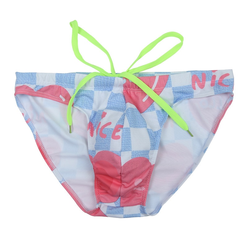 Men's Swim Briefs Daily Beach Breathable Quick Dry Drawstring Elastic Waist Geometic Short Sport Casual Activewear Yellow Blue Micro-elastic4