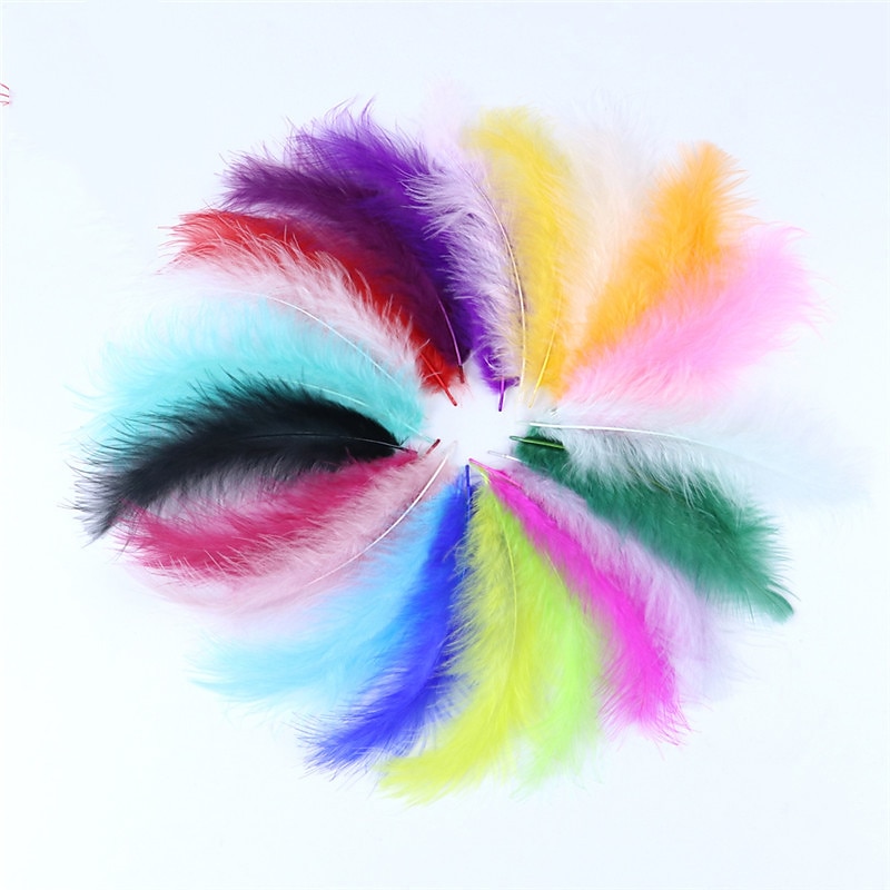 100 Pcs Turkey Feather Handmade Cat Teasing Stick Headwear Diy Pointed Tail Feather Wave Ball Accessories Fluff Decorative Crafts - Main Image
