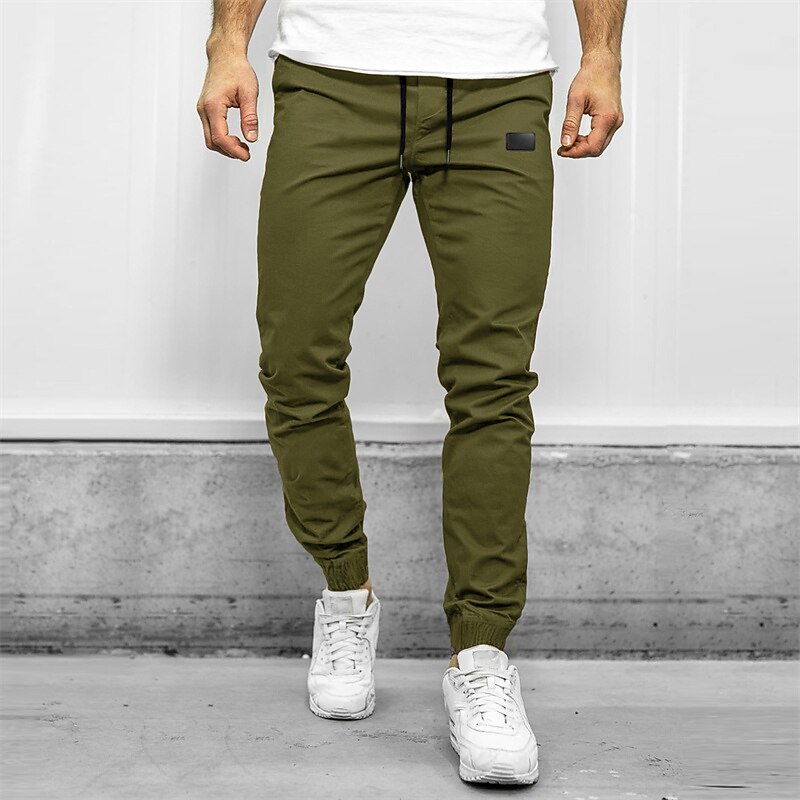 Men's Sweatpants Joggers Trousers Drawstring Elastic Waist Elastic Cuff Plain Comfort Breathable Casual Daily Holiday Sports Fashion ArmyGreen Black