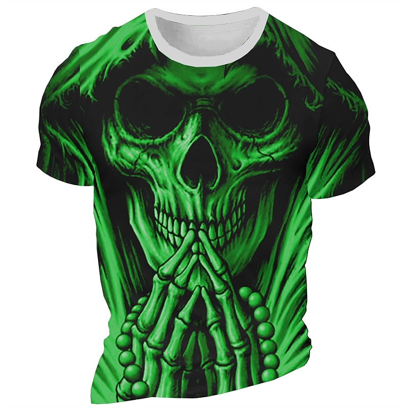 Men's Graphic Grim Reaper Skeleton Gothic T Shirt Short Sleeve T shirt 3D Print Crew Neck Shirt Daily Designer Retro Vintage Sports Outdoor Holiday Going out Blue Red Purple Spring & Summer Clothing2