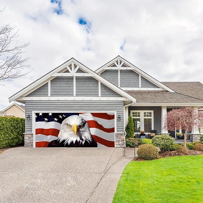 4th of July American Eagle Outdoor Garage Door Cover Banner Independence Day Large Backdrop Decoration for Outdoor Garage Door Home Wall Decorations Event Party Parade3