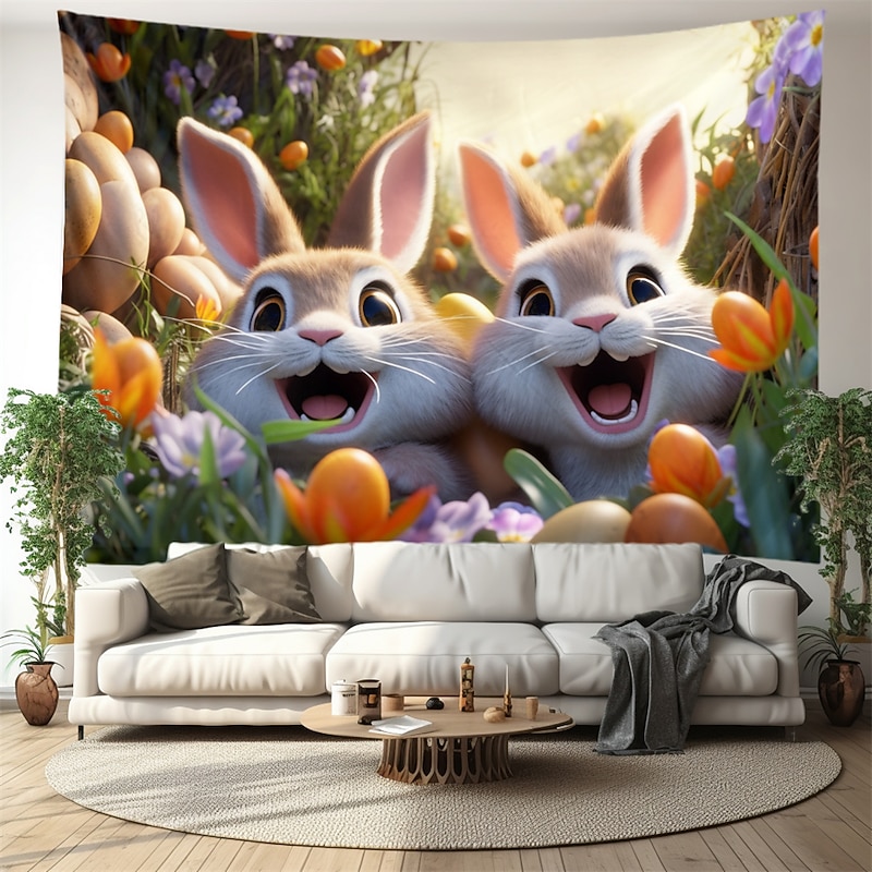 Hanging Tapestry Wall Art Large Tapestry Bunny Animal Mural Decor Photograph Backdrop Blanket Curtain Home Bedroom Living Room Decoration4