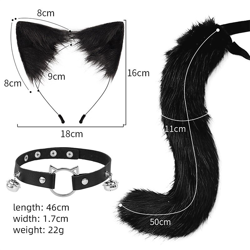 Hand Made Imitation Cat Ear Hair Hoop Fox Tail Accessory Anime Animal Ear Animal Tail Suit Collar Hair Clip3