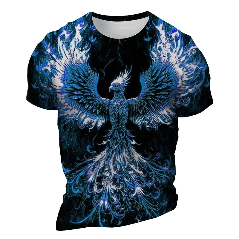 Men's Graphic Animal Phoenix T Shirt Short Sleeve T shirt 3D Print Crew Neck Shirt Daily Designer Retro Vintage Sports Outdoor Holiday Going out Yellow Blue Purple Spring & Summer Clothing Apparel S4